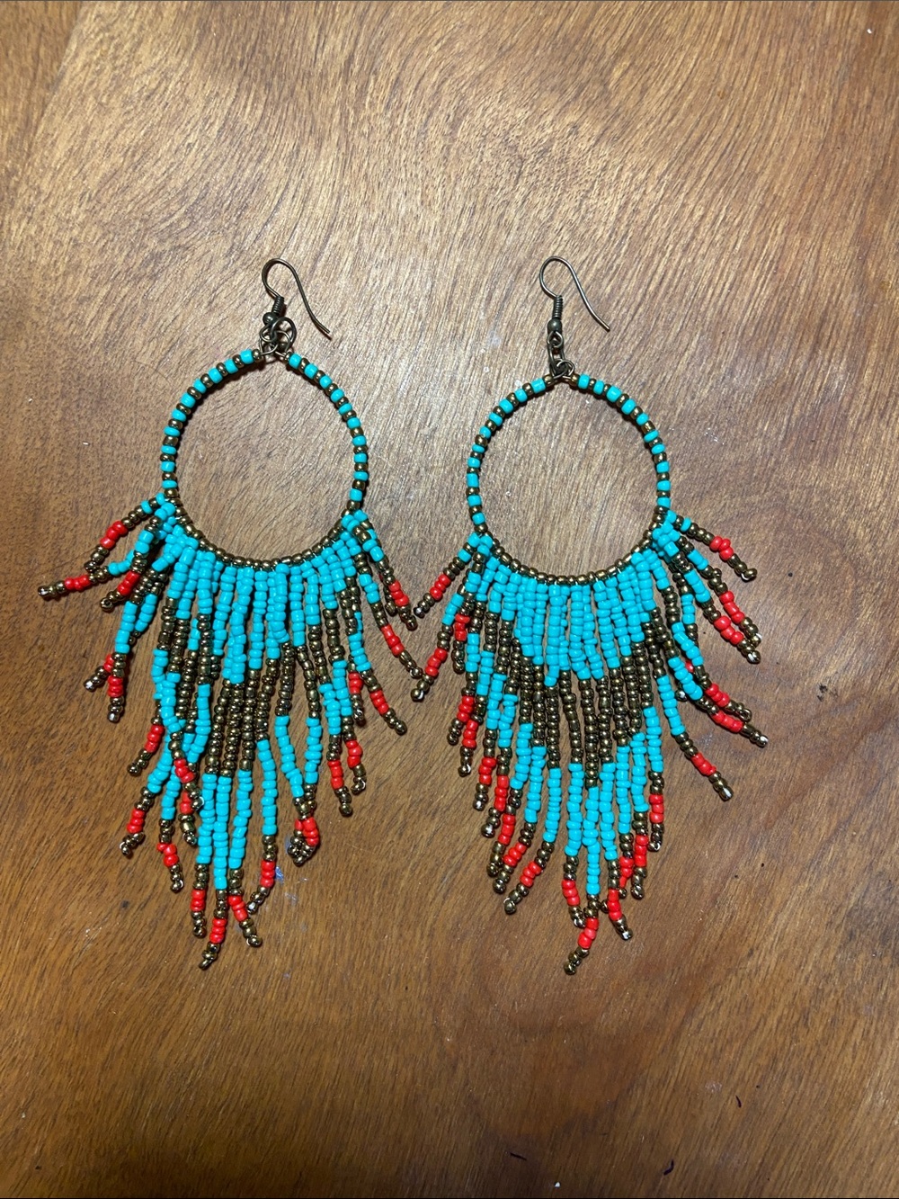 Beaded Circle Drop Earrings